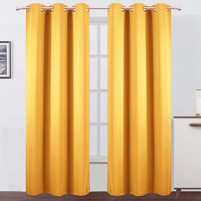 LEMOMO Yellow Thermal Blackout Curtains/38 x 84 Inch/Set of 2 Panels Room by Lemomo