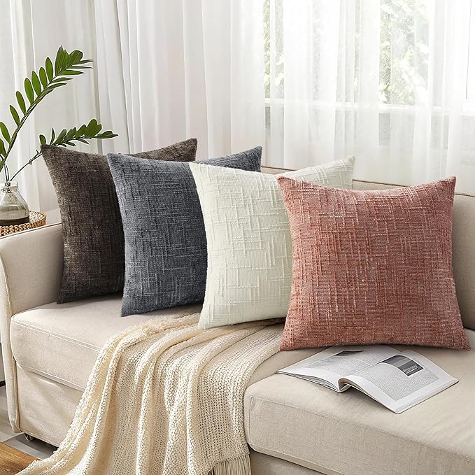 decorUhome Summer Pink Chenille Throw Pillow Covers 20x20 Set of 2 Textured - Image 7