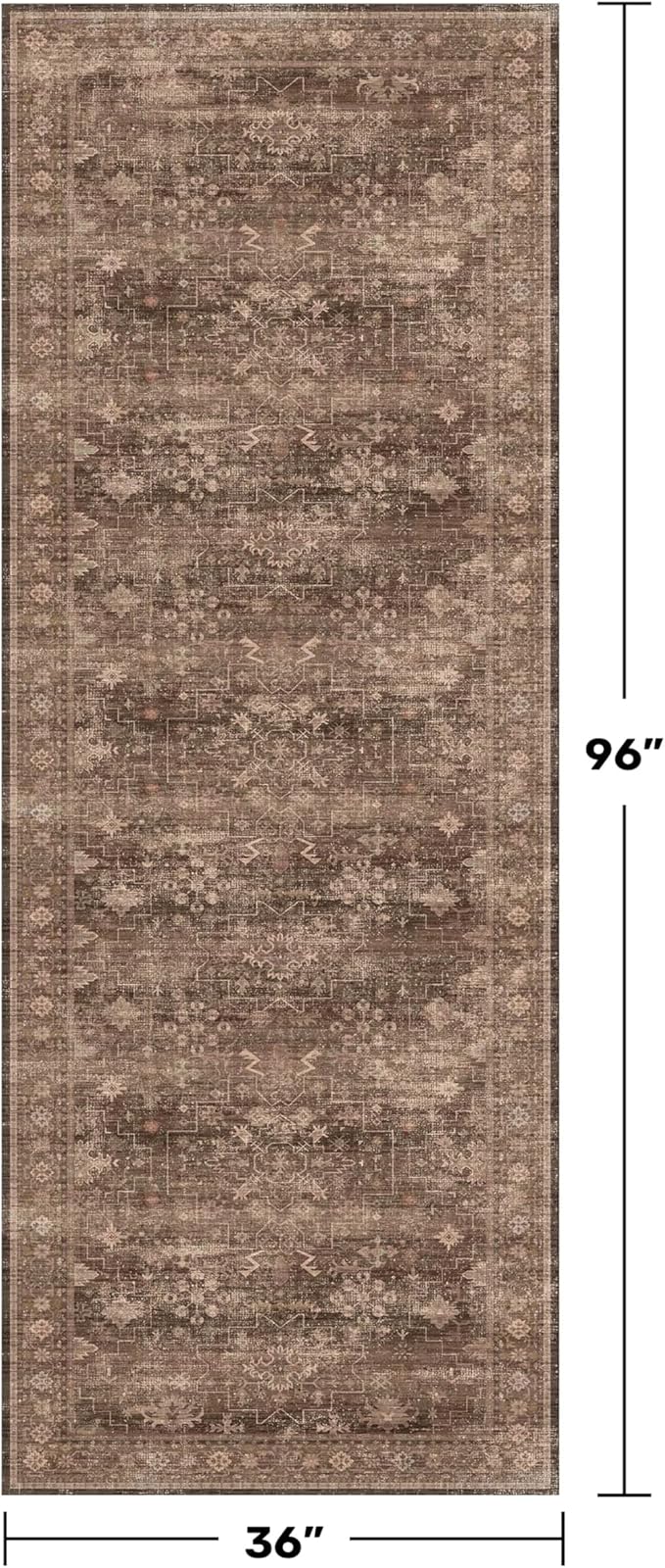 Brown Washable Long Runners for Hallways, 3x8 Wide Kitchen Runner Rug, Entryway - Image 2