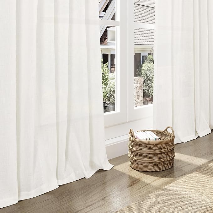 Nanspring Neutral Linen Curtains 80 Inch Length - Image 5