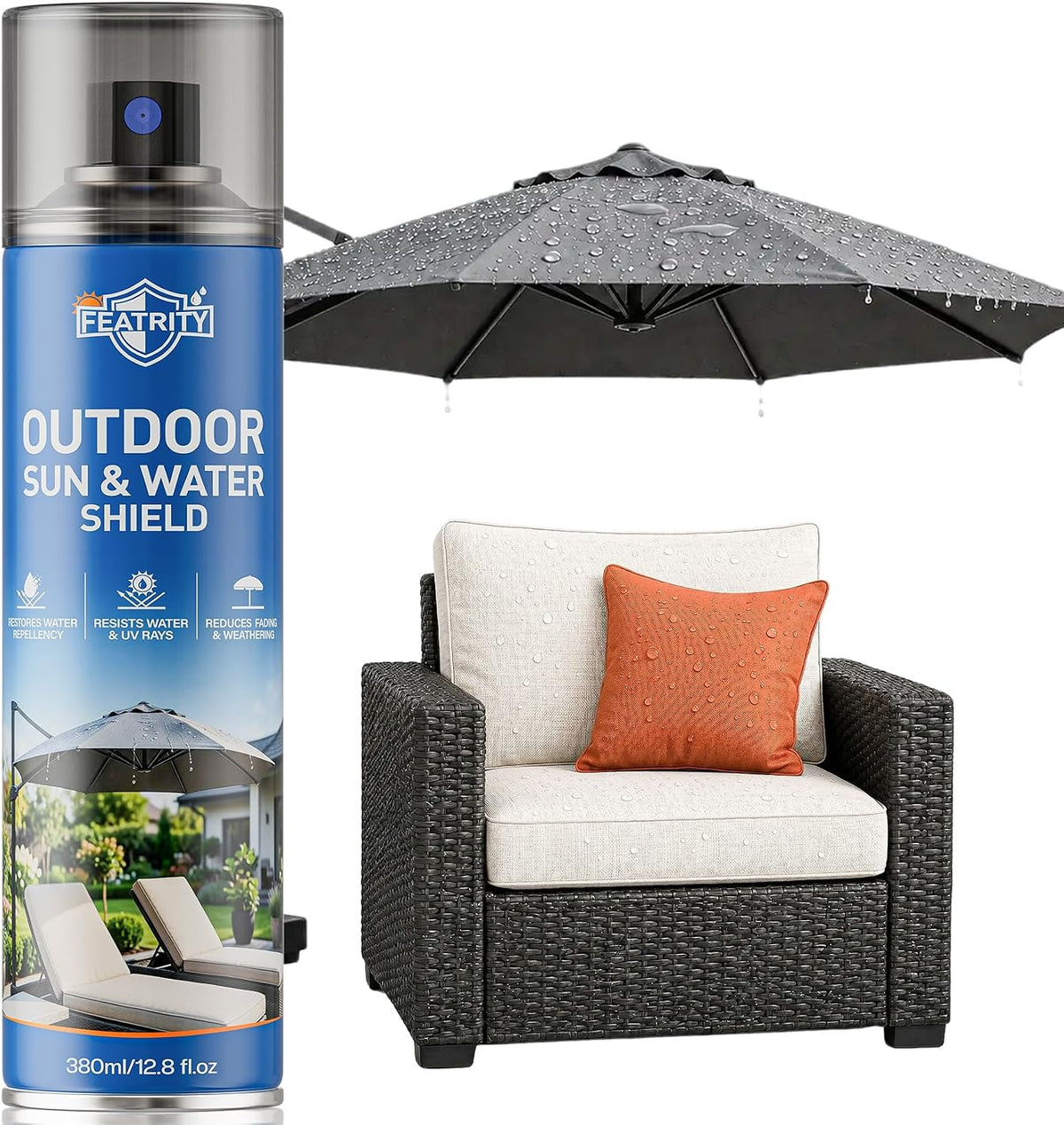 Outdoor Fabric Protector Spray: 12.8oz Waterproof & UV