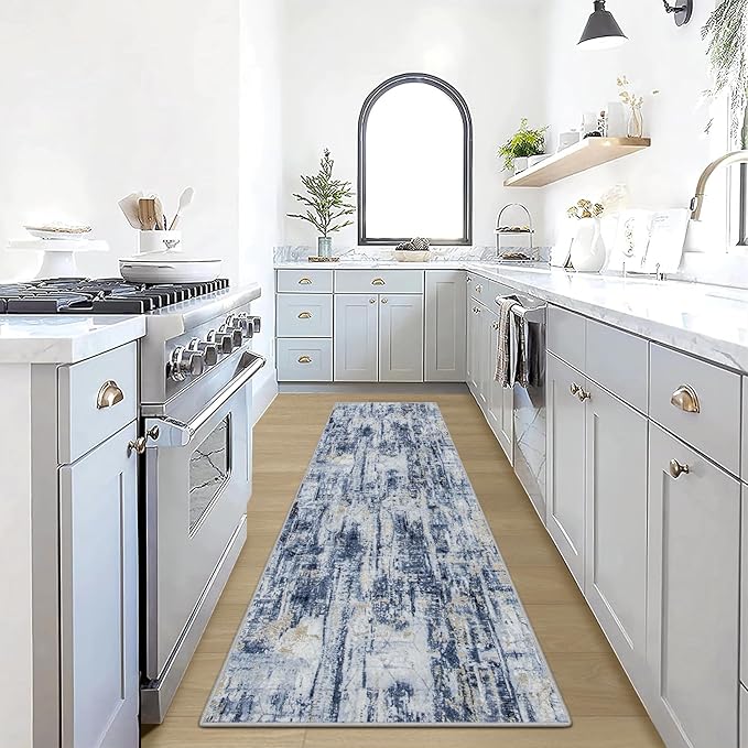 2'6''x8' Runner Rugs Washable Rug: Modern Abstract Hallway Runner Rug Indoor by GENTDRIZZ