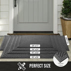 HIYARD Sturdy Front Door Mat, Absorbent Muddy Dirt Resist Welcome Door Mats - Image 2