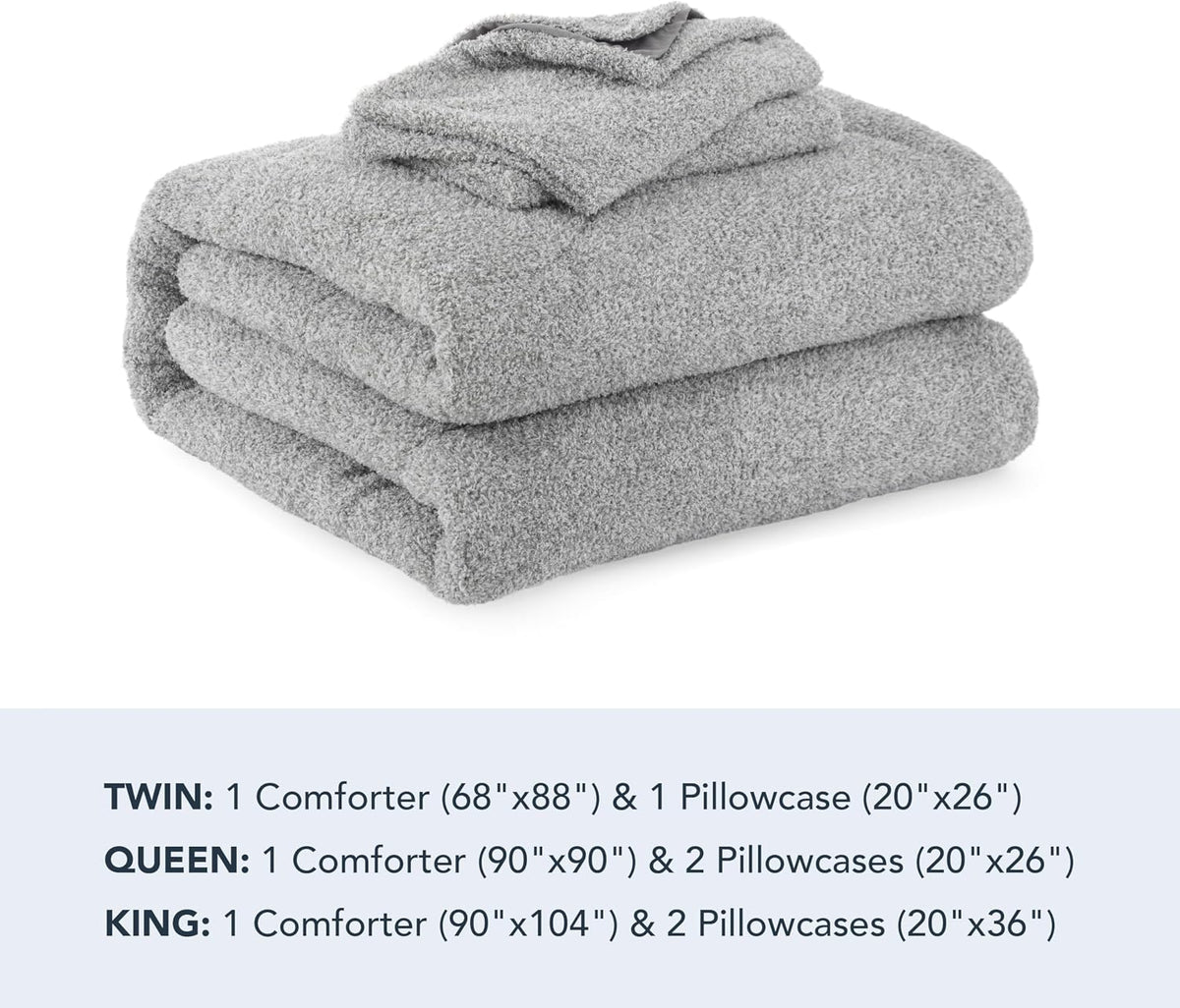 Berkshire Heathered Retro Comfort Plush rev Microfiber Comforter Set - Ultra-Soft & Breathable All-Season Bedding - 3-Piece Includes 1 Comforter (90’’×104’’) and 2 Pillow Shams(King, Edgecomb Grey)