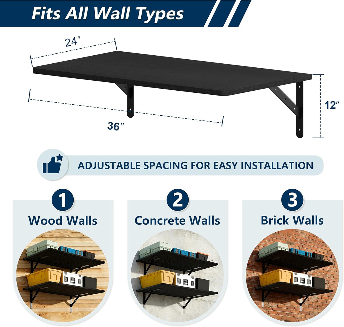 Dogsky 2-Pack Large Wall Mounted Shelf 3x2Ft (36x24In) - 600lbs Capacity
