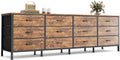 Huuger 70 Inch Dresser for Bedroom, TV Stand for 65, 75, 80 Inch TV, 12 Fabric Drawer Long Dresser, Large Entertainment Center for Bedroom, Wide Chest of Drawer with Storage, Rustic Brown