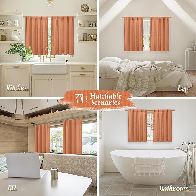LAMIT Short Linen Curtains 45 Inches Long - Image 6
