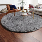 ONASAR Grey Round Area Rugs 5ft, Fluffy Plush Shaggy Carpet - Image 8