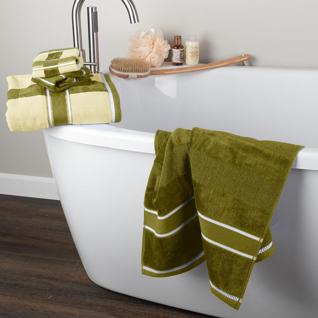 Home Bedford Bathroom Towels Set, Bathroom Accessories, Green, Set of 6