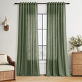 Nanspring Forest Green Linen Curtains by Nanspring