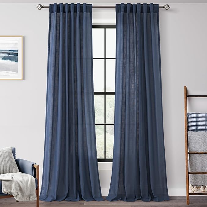 Navy Blue Curtains 120 inch Length by Jolilight