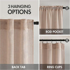 MIULEE Natural Beige Linen Curtains 108 Inches Long 2 Panels - Image 3