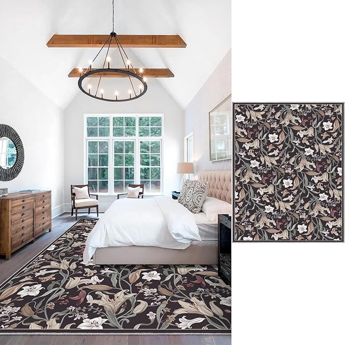 Area Rug 8x10 Vintage Rug Traditional Mat, Non Slip Indoor Boho Area Rug Carpet - Image 7