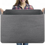 OIASKET 118L Extra Large Blanket Basket, 24.8" x 17.7" x 17.2" Woven Basket
