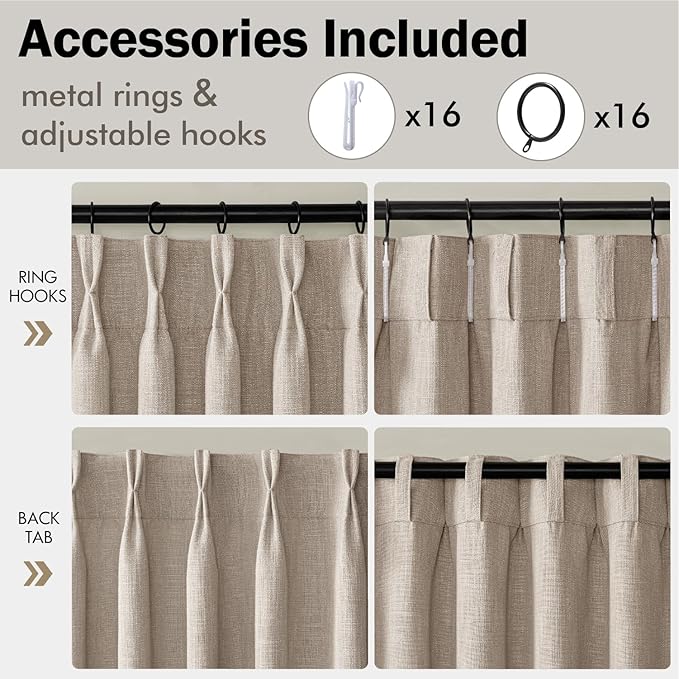 MIULEE Pinch Pleated Thick Linen Curtains 90 Inches Long 2 Panels - Image 8