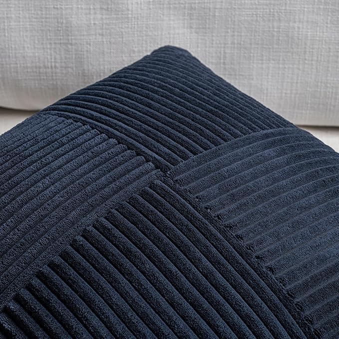 Fancy Homi 2 Packs Navy Blue Big Decorative Throw Pillow Covers 24x24 Inch - Image 3