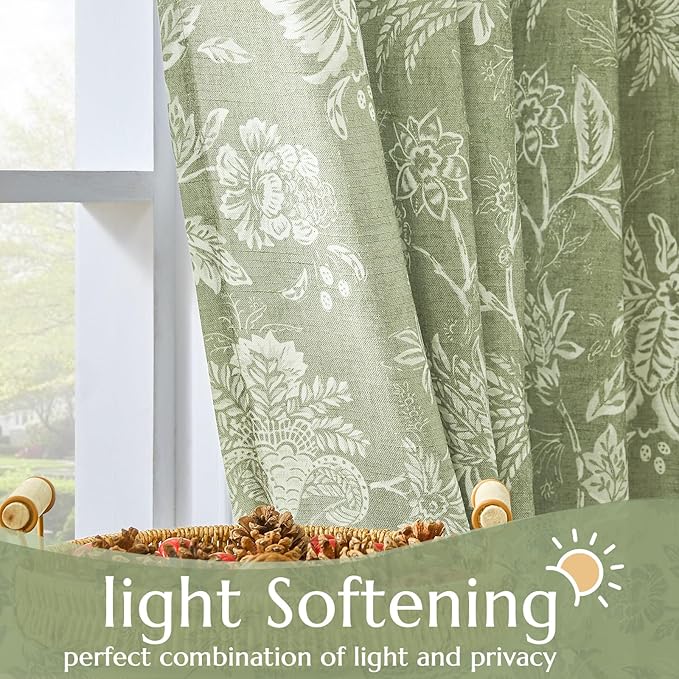 jinchan Linen Floral Curtains for Living Room - Image 5