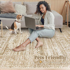 Living Room Rugs 8x10: Washable Moroccan Geometric Boho Rug Farmhouse Non Slip - Image 5