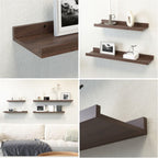 Boswillon Floating Shelves Set of 2, Small Wall Shelf with Lip, 16in, Walnu