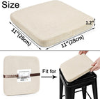 BUYUE Friendly Woven Fabric Magnetic Bar Stool Cushion 1 Piece, Enhanced Anti-Slip Breathable Small Chair Seat Pad for Café Bistro Stackable Metal Stool (Square, Beige, 1)