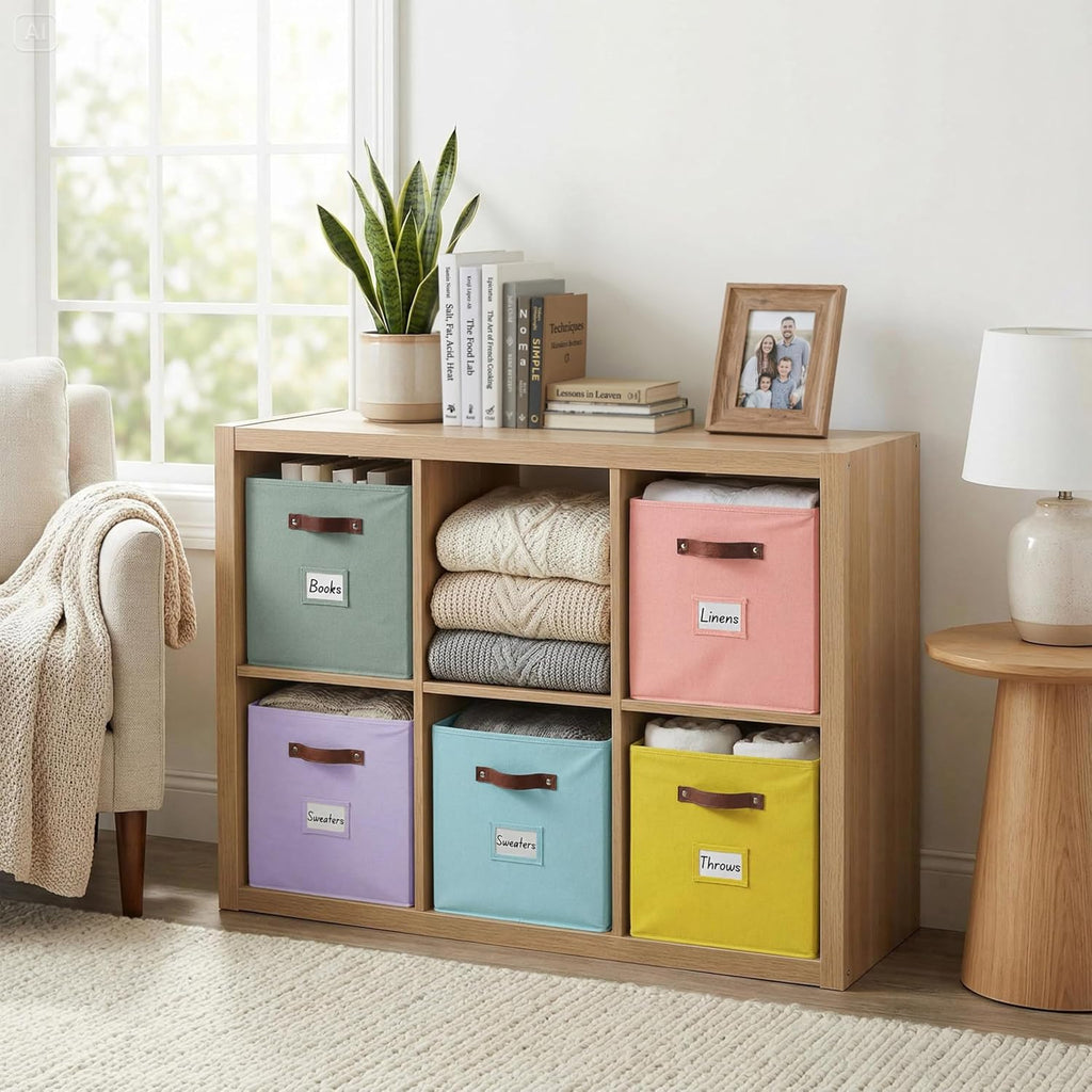 DECOMOMO Storage Bins, Cube Storage Bin with Labels