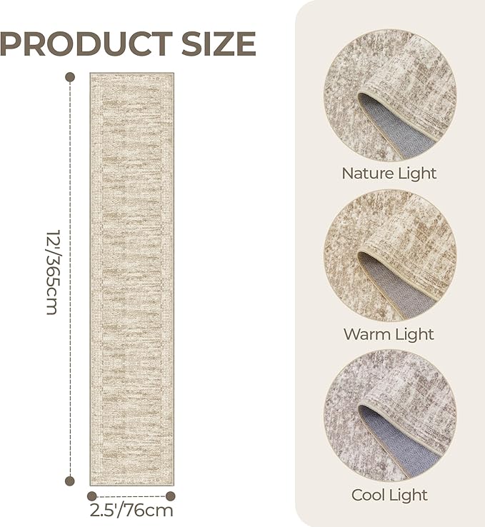 Washable Runner Rug 2.5x12, Non-Slip Long Bathroom Rugs Runner - Image 2