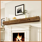 Avana Rustic Fireplace Mantle Shelf - 84 Inches, Handcrafted Wood - Decorative Wall Shelf for Home - Farmhouse Mantel Decor - 84 X 8 X 5 - Rustic Traditional