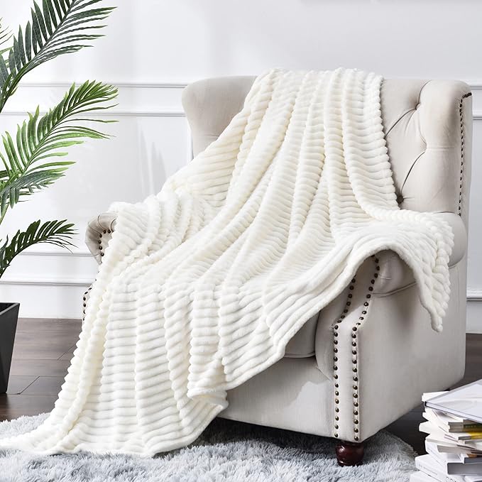 BEDELITE Fleece Blanket Twin Size – 3D Ribbed Jacquard Soft and Warm Decorative by BEDELITE