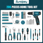 Sundpey 206 & 148 Pcs Tool Kit - Portable Complete Home and Auto Repair Tool Set Blue & Red