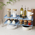 STARLATTA 2 Pcs Blue Countertop Cabinet Organizer Shelf