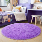 3'x3' Purple Round Rug for Bedroom, Ultra Soft Fluffy Circle Rug for Kids Girls by Quntue