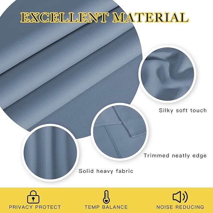 NICETOWN Stone Blue Blackout Doorway Curtains 78 inches Long, Grommet Light - Image 4