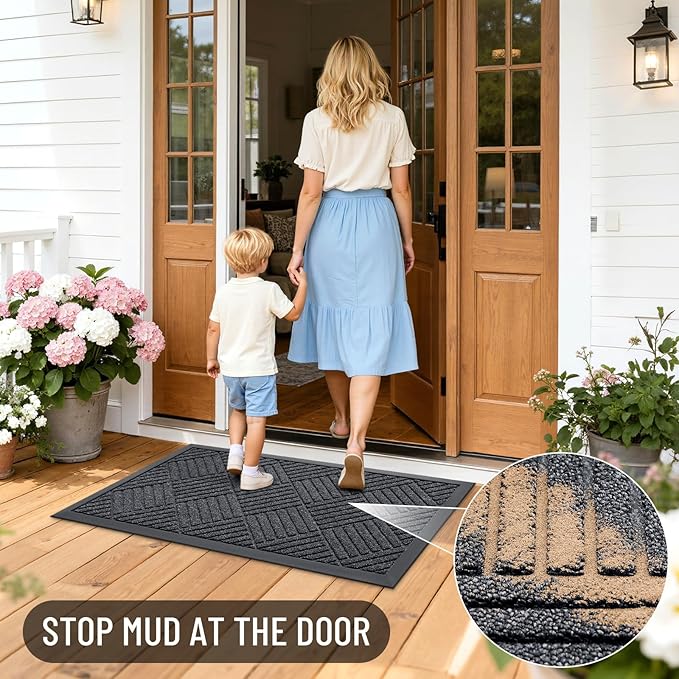 OLANLY Front Door Mat Outside Entrance 47x23, Heavy Duty Sturdy Natural Rubber - Image 6