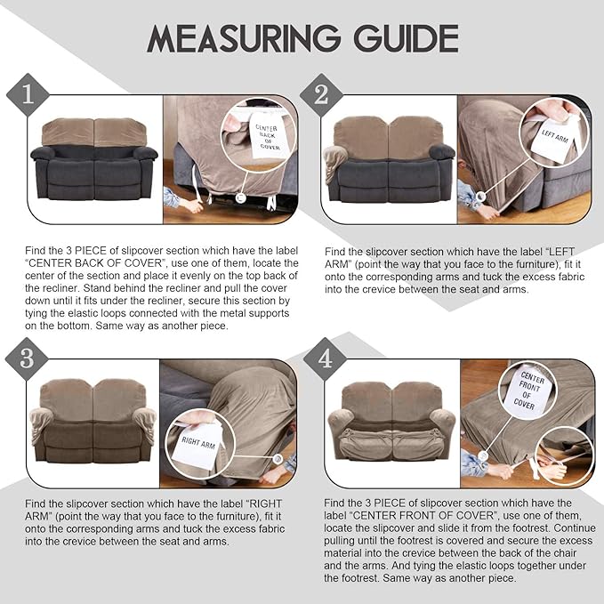 ULTICOR Reclining Love Seat Slipcover, 6-Piece Velvet Stretch Loveseat - Image 8