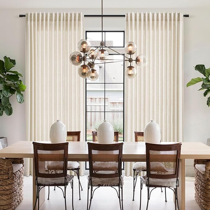 Warm Beige Linen Curtains 63 Inches Long 2 Panel Sets - Image 7