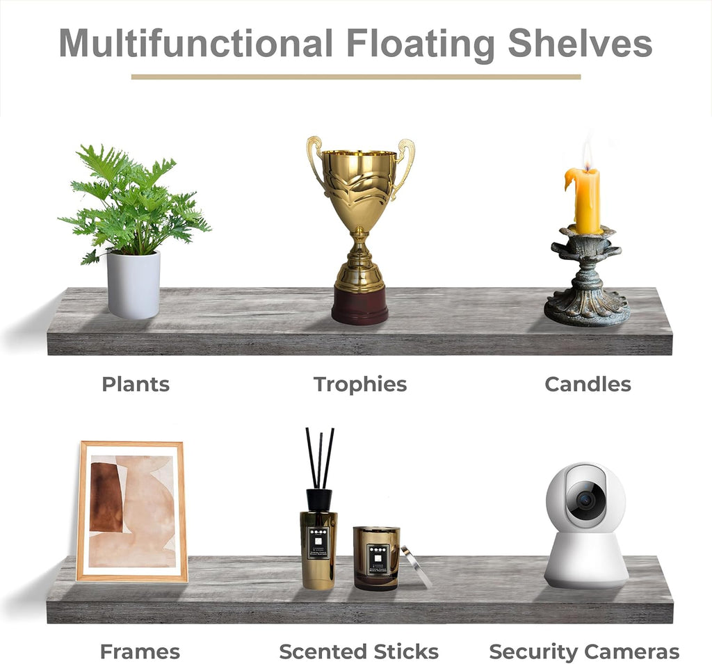 Sorbus Floating Shelves for Wall Storage (48 Inch, 2 Pack, Gray)
