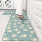 Fall Autumn Pumpkin Blue Kitchen Rug Set 2 PC, 17"x29"+17"x47"