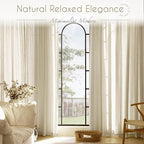 Faux Linen Beige Curtains 102 inches Long - Image 7