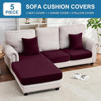 Couch Cover 3-Piece Elastic Velvet Couch Cushion Covers & Chaise Slipcovers - Image 3