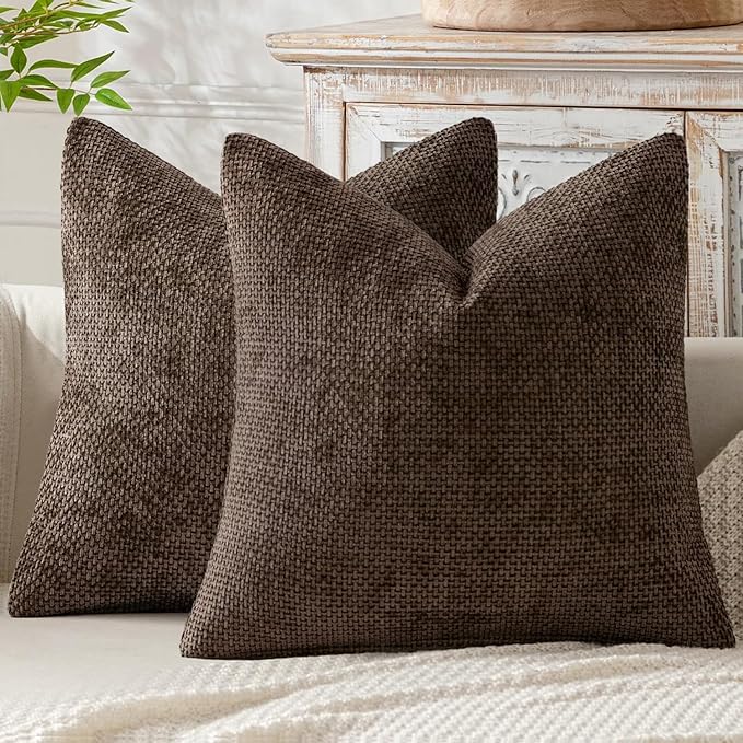 MIULEE Pack of 2 Couch Throw Pillow Covers 16x16 Inch Neutral Dark Brown Boho by MIULEE