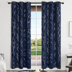Deconovo Blackout Curtains, Thermal Insulated Soundproof Drapes, Branch Silver - Image 2