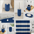 Clara Clark Bathroom Set - Navy Bathroom Accessories Set, 20PC Bathroom Accessory Set, Shower Curtain Set with Liner, Toothbrush Holder, Soap Dispenser, Soap Dish, Toilet Brush Holder, and Trash Can