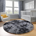 ONASAR Tie-Dyed Dark Grey Round Area Rugs 5ft, Ultra Soft Bedroom Circle Rug - Image 6