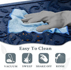 Boho Blue Floral Leaves Outdoor Indoor Entrance Doormats, Absorbent Durable - Image 8