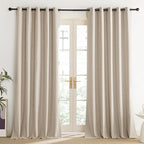 NICETOWN Cream 100% Blackout Linen Curtains 90 inch Long Burg - Image 2