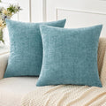MIULEE Pack of 2 Couch Throw Pillow Covers 18x18 Inch Soft Smoke Blue Chenille by MIULEE