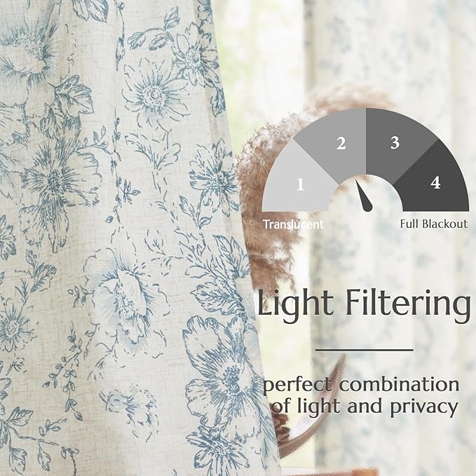 jinchan Linen Floral Curtains 96 Inch Length - Image 6