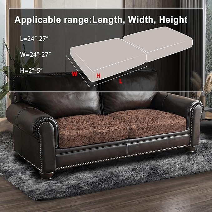 Leather Look Couch Cushion Covers Sofa Seat Slipcovers Sets Couches Furniture - Image 3