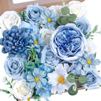 Artificial Flowers Combo Box Blue Fake Rose Flower for Wedding Decorations