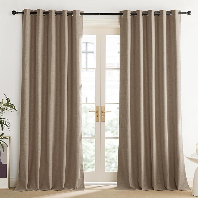 NICETOWN Burlap Vintage Open Linen Weave Flax Thermal Curtains, 100% Blackout - Image 2